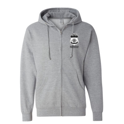 Minneapolis FO "Badge" Design Zippered Hoodie, ARMY & SPORT GREY - Midweight Full-Zip Hooded Sweatshirt Thumbnail