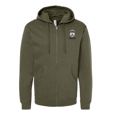 Philly FO "Badge" Design Zippered Hoodie, ARMY & SPORT GREY Thumbnail