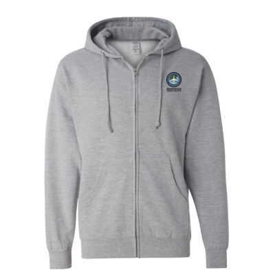 Minneapolis FO "Circle" Design Zippered Hoodie, ARMY & SPORT GREY - Midweight Full-Zip Hooded Sweatshirt Thumbnail