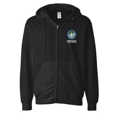 Chicago FO "Circle" Design Zippered Hoodie, BLACK - Midweight Full-Zip Hooded Sweatshirt Thumbnail