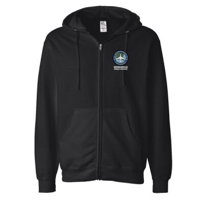 Minneapolis FO "Circle" Design Zippered Hoodie, BLACK - Midweight Full-Zip Hooded Sweatshirt Thumbnail