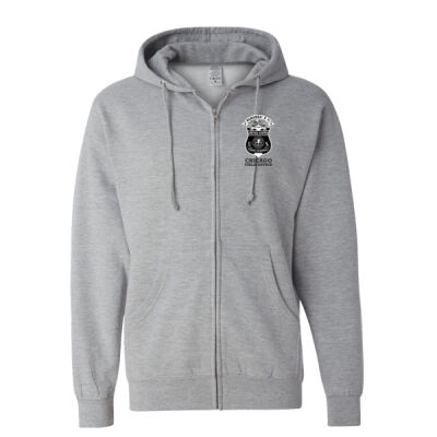 Chicago FO "Remember" Design Zippered Hoodie, ARMY & SPORT GREY - Midweight Full-Zip Hooded Sweatshirt Thumbnail