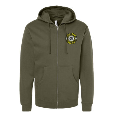York ICE ERO Circle Zip-Up Hoodie - Midweight Full-Zip Hooded Sweatshirt Thumbnail
